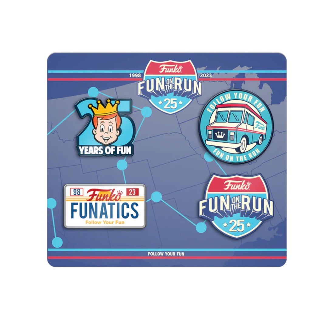 Fun on the Run 4 Pack Pin & Sticker Set - Fun on the Run Online Exclusive