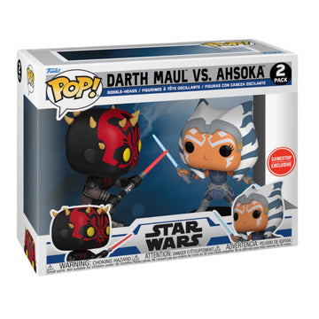 Star Wars: Clone Wars Ahsoka vs Darth Maul Vinyl Bobblehead 2-Pack GameStop Exclusive Funko Pop (Imperfect Box)