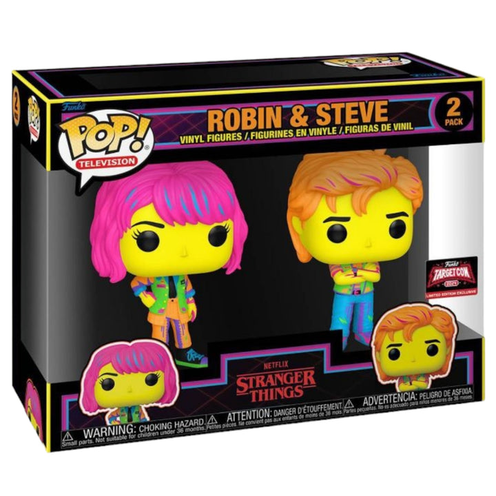 Stranger Things Robin & Steve (Blacklight) 2 Pack - Target Con Exclusive Funko Pop