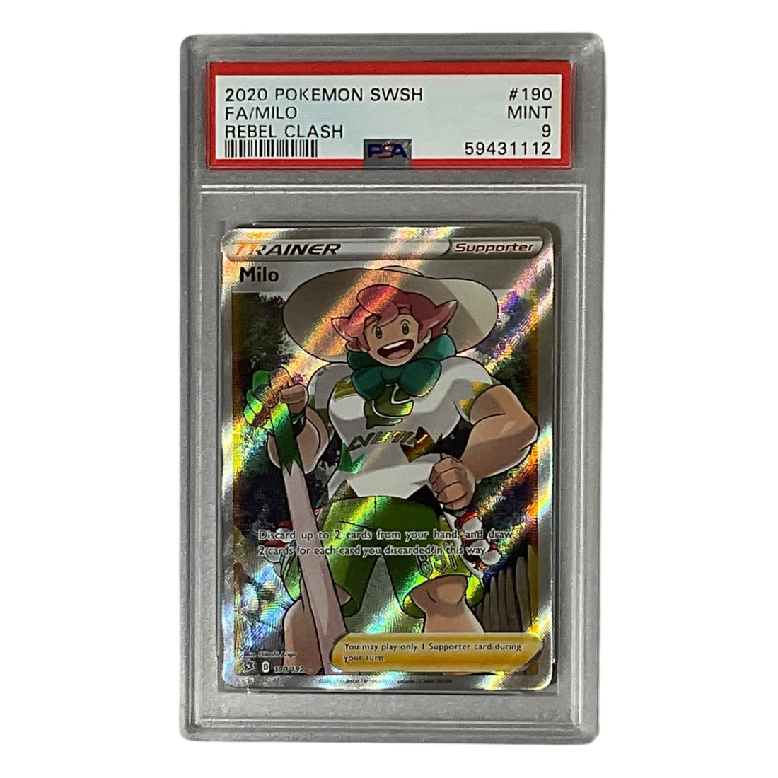 2020 Pokemon Sword & Shield Rebel Clash 190 Full Art/milo PSA 9