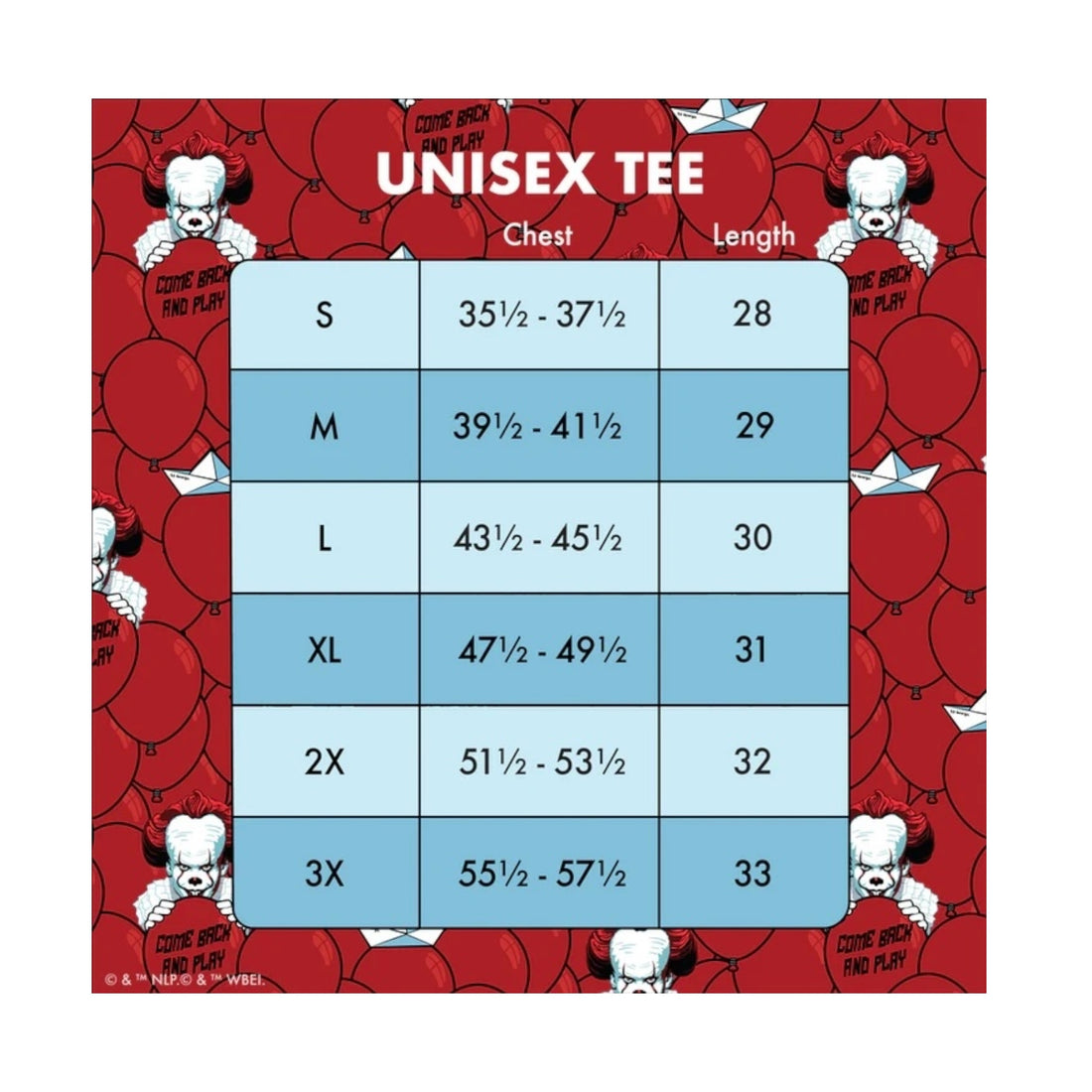 Loungefly Warner Brothers IT Pennywise Unisex Tee Shirt (ExDisplay)