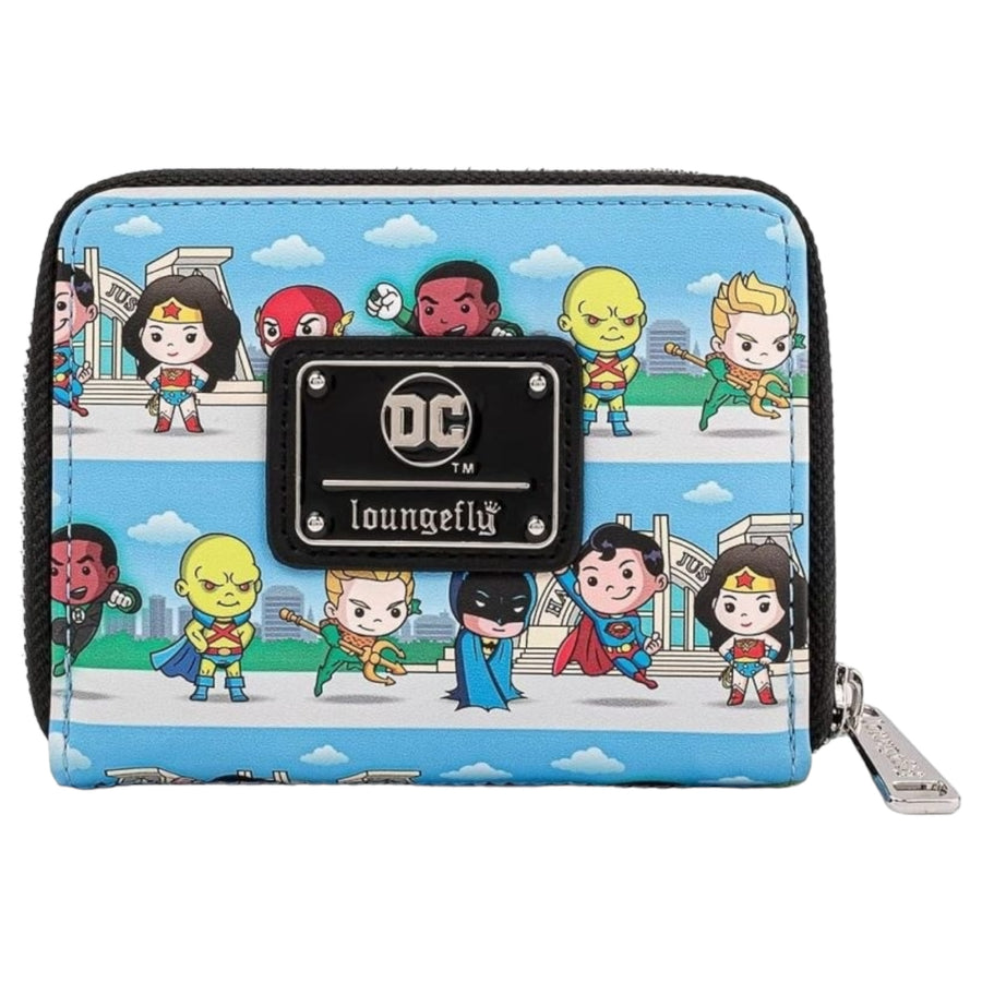 Loungefly DC Superheroes Chibi Lineup Zip Around Wallet