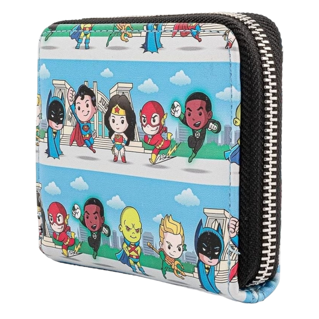 Loungefly DC Superheroes Chibi Lineup Zip Around Wallet