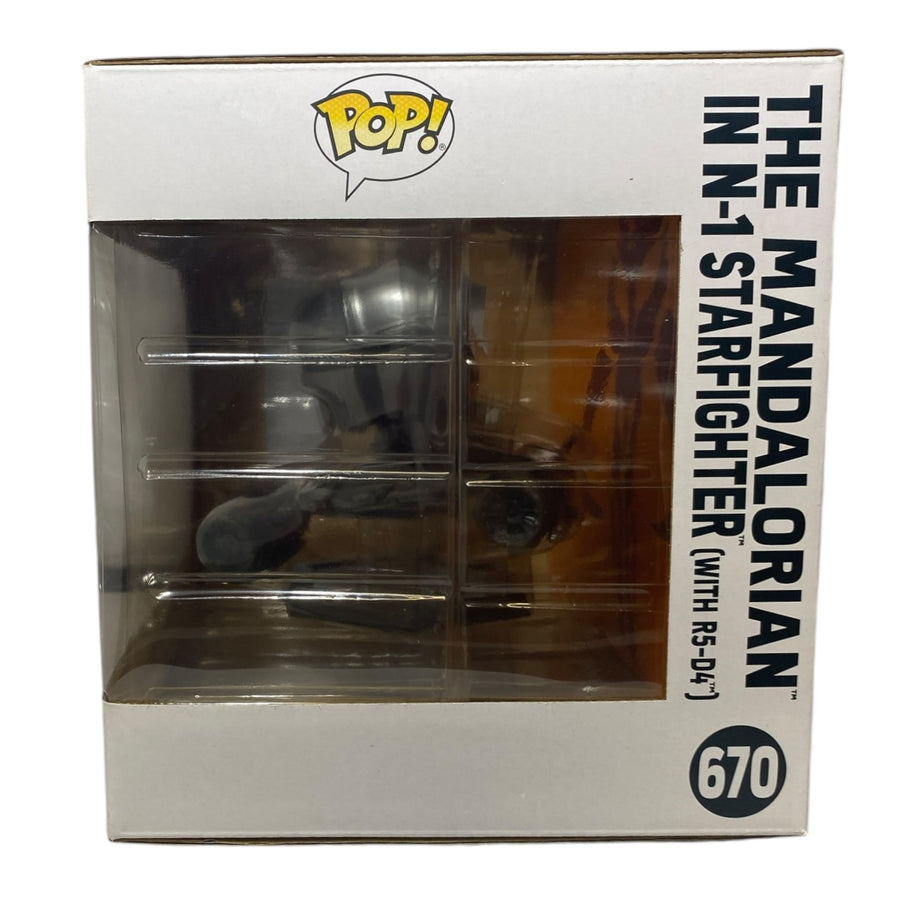 Star Wars #670 The Mandalorian In N-1 Starfighter (With R5-D4) Funko Pop (Imperfect Box)